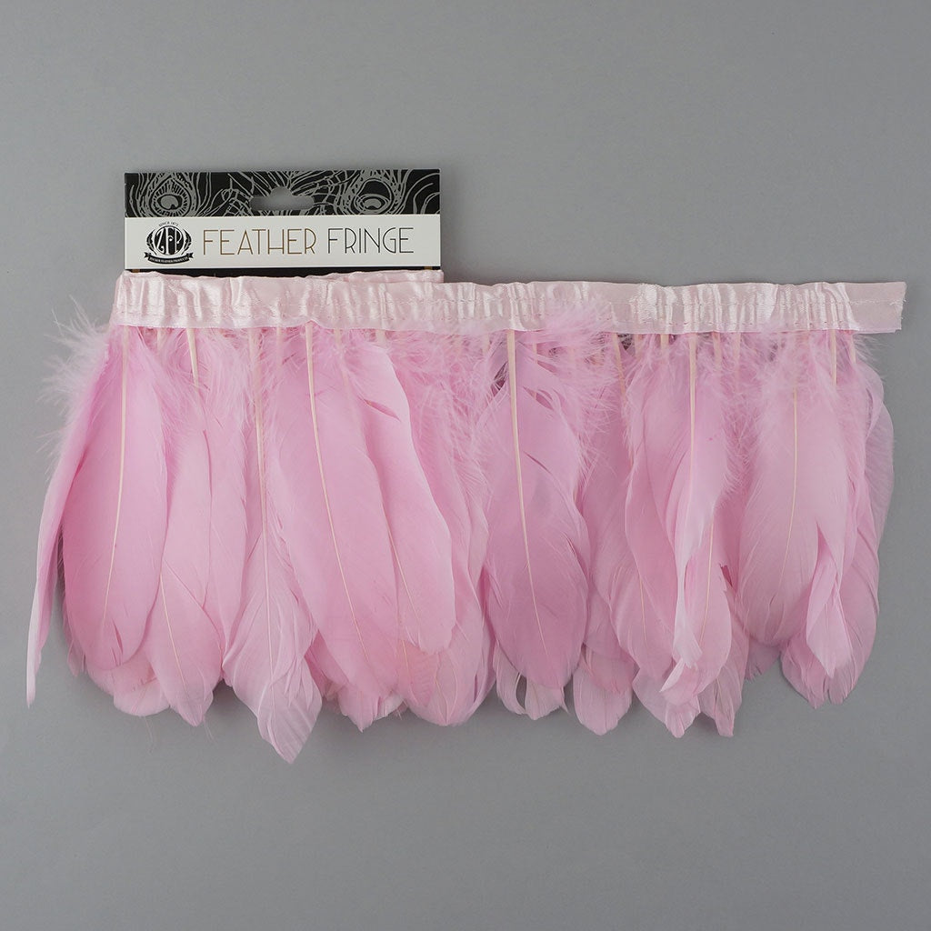 Parried Goose Pallet Feather Fringe - 6" - 1yd Candy Pink