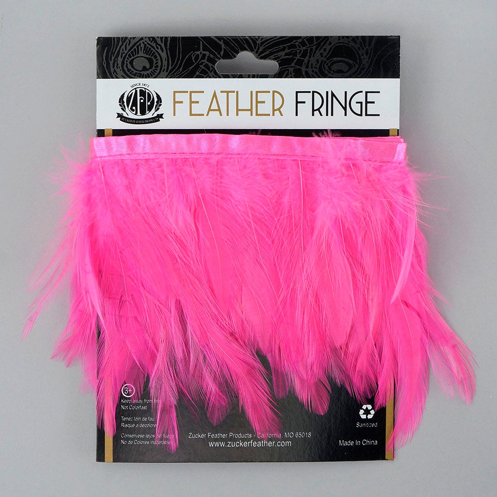 Dyed Hackle Feather Fringe Pink Orient