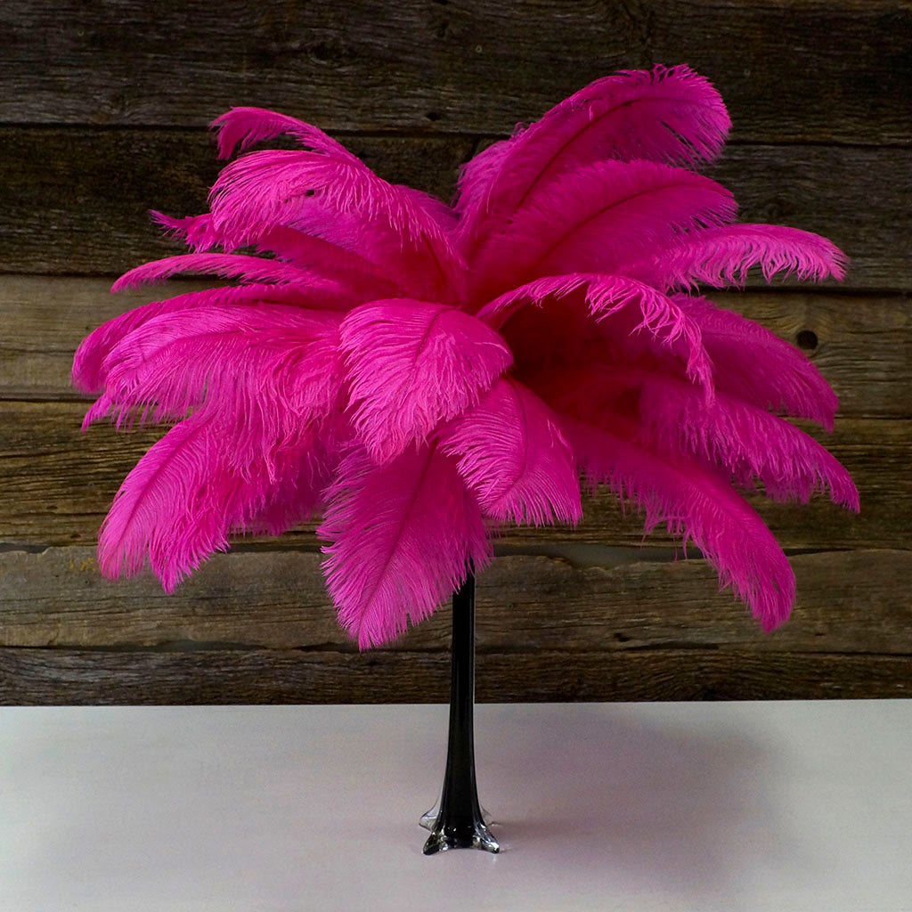 Large Ostrich Feathers - 17"+ Drabs - Shocking Pink