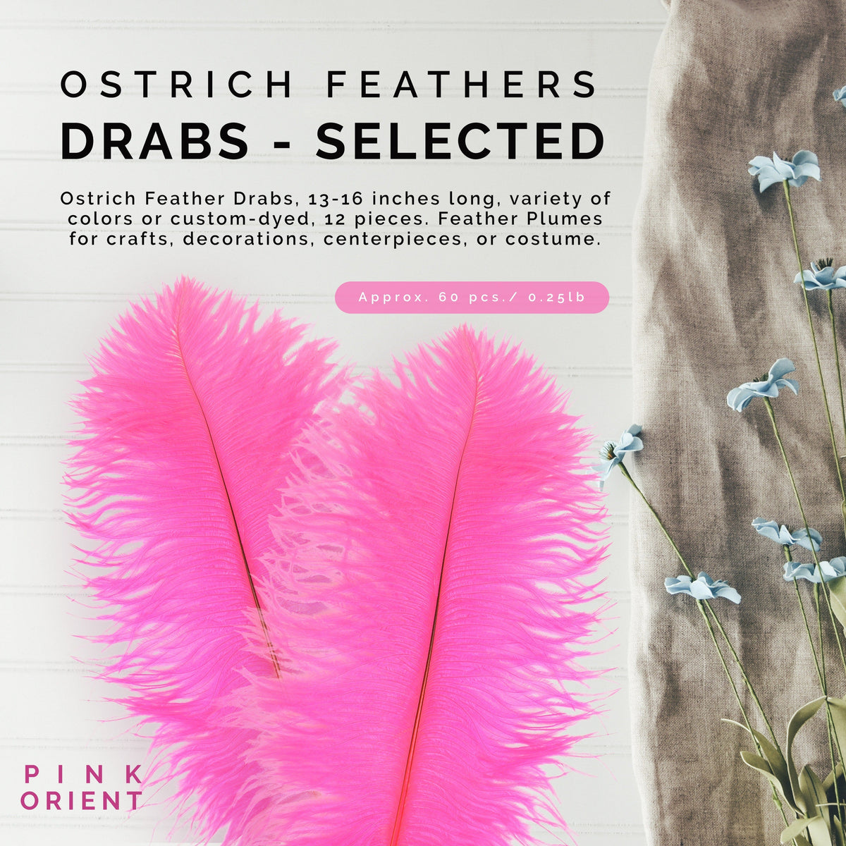 Ostrich Feathers 13-16" Drabs - Pink Orient