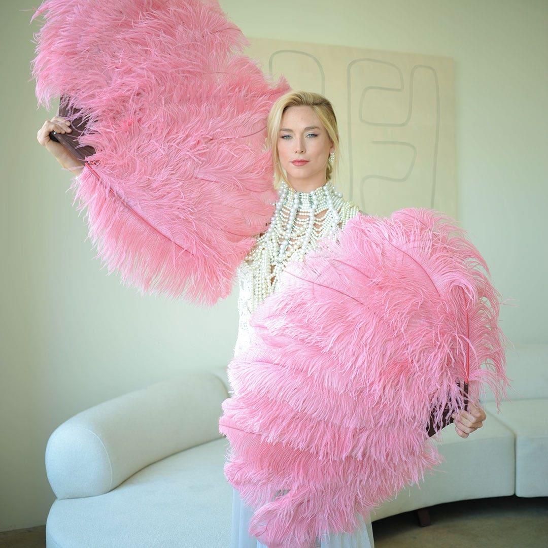 Ostrich Fan with Prime Ostrich Femina Feathers - Met Gala Potpourri