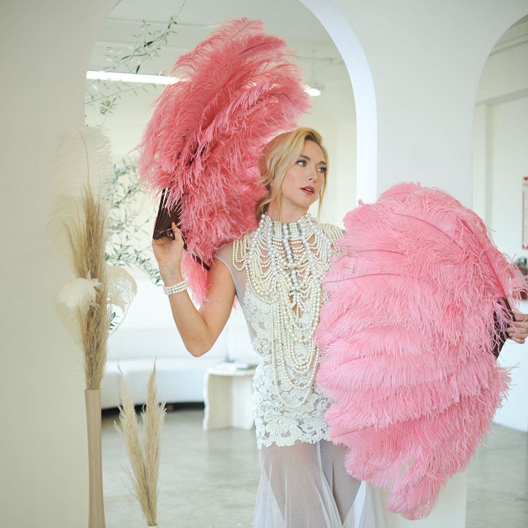 Ostrich Fan with Prime Ostrich Femina Feathers - Met Gala Potpourri