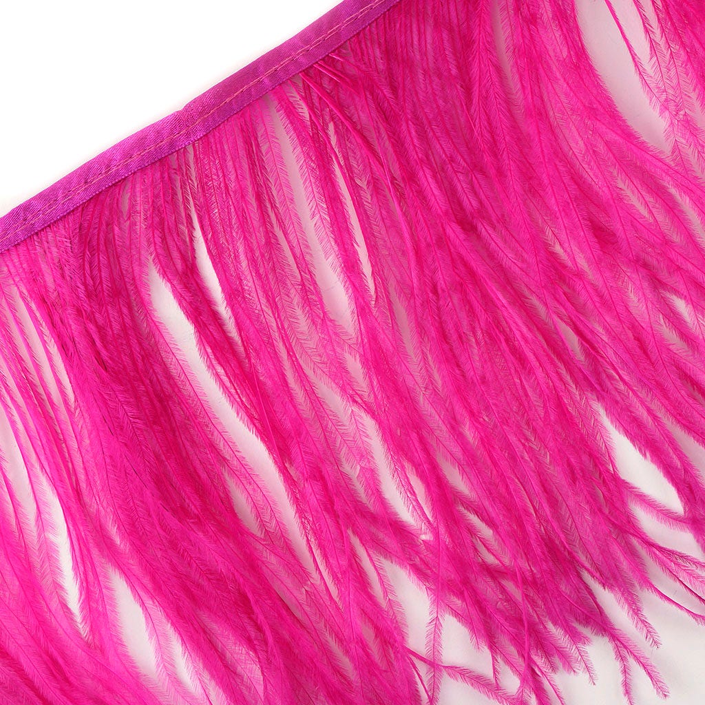 One-Ply Ostrich Feather Fringe - 1 Yard - Shocking Pink
