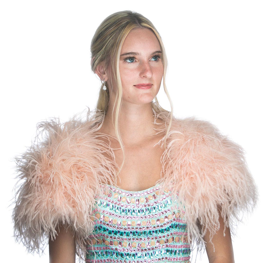 Small Ostrich Bolero - Feather Shoulder Wrap - Champagne
