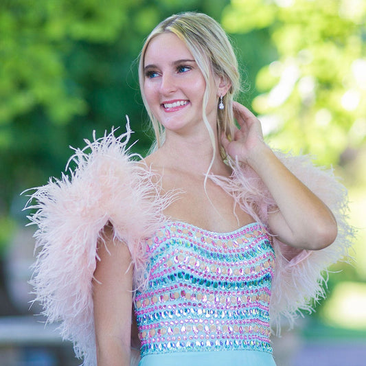 Small Ostrich Bolero - Feather Shoulder Wrap - Champagne