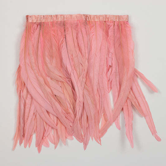 Coque Tail Feather Fringe - 12-14" - Bleach Dyed Candy Pink