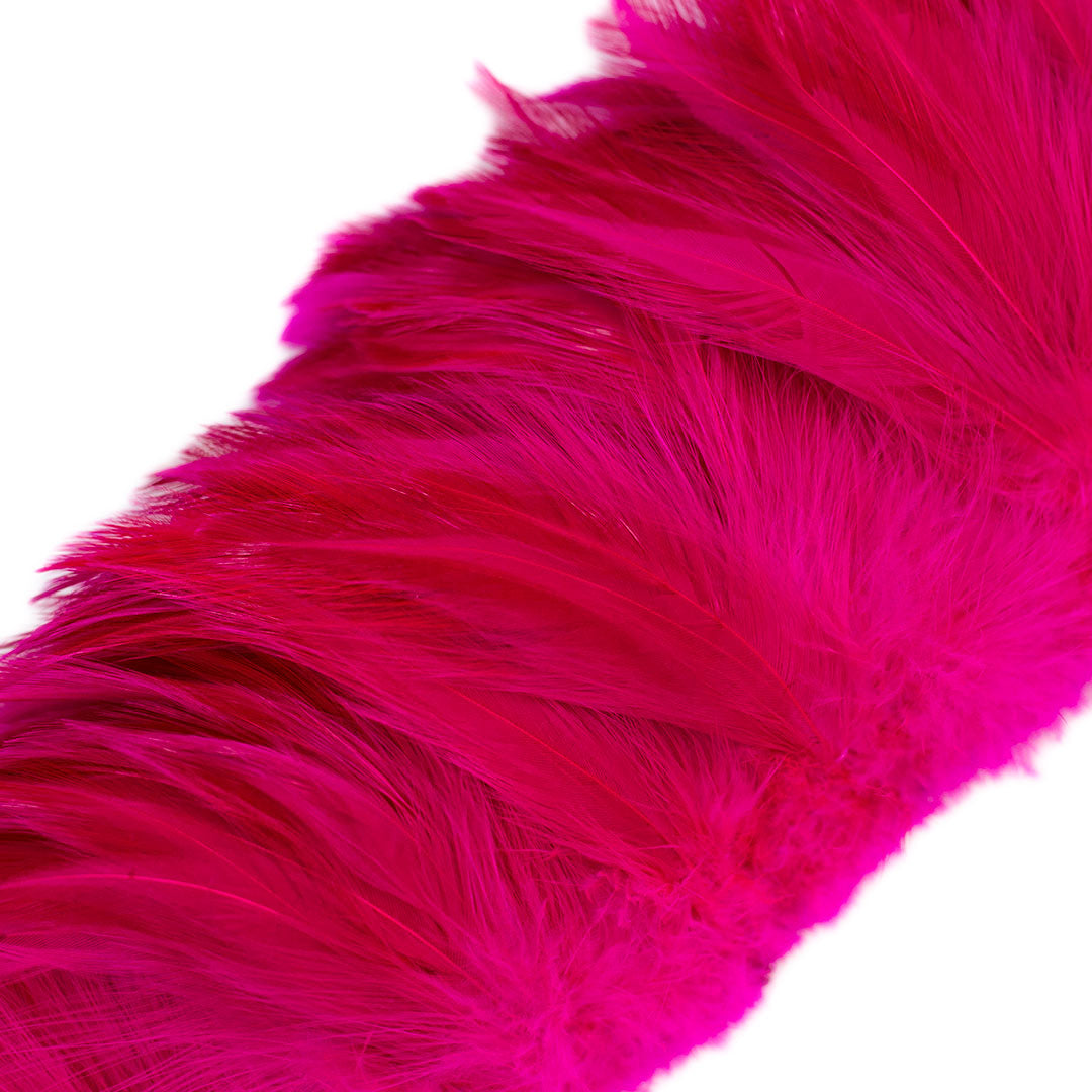 Bulk Rooster Hackle Feathers - White Dyed Shocking Pink