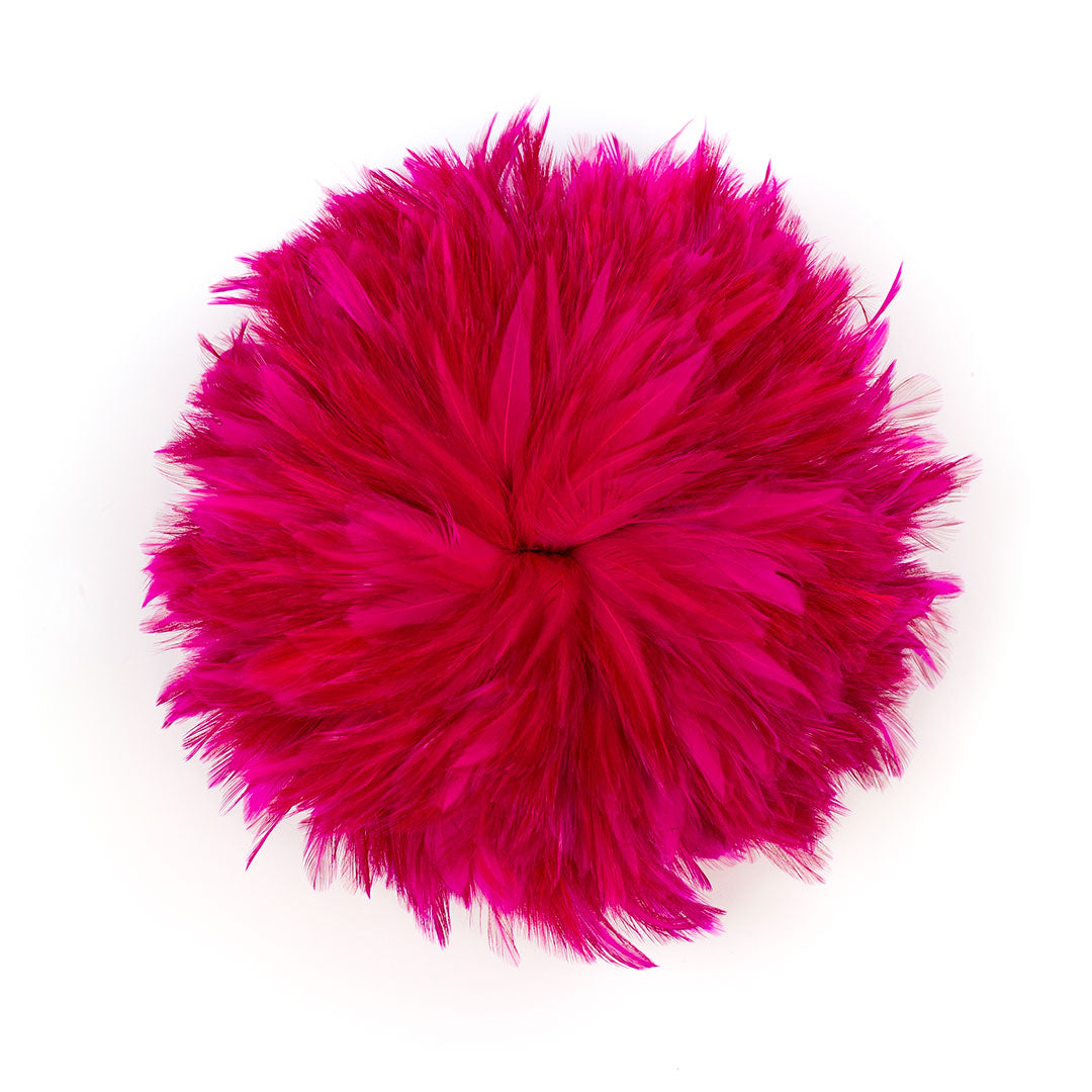 Bulk Rooster Hackle Feathers - White Dyed Shocking Pink