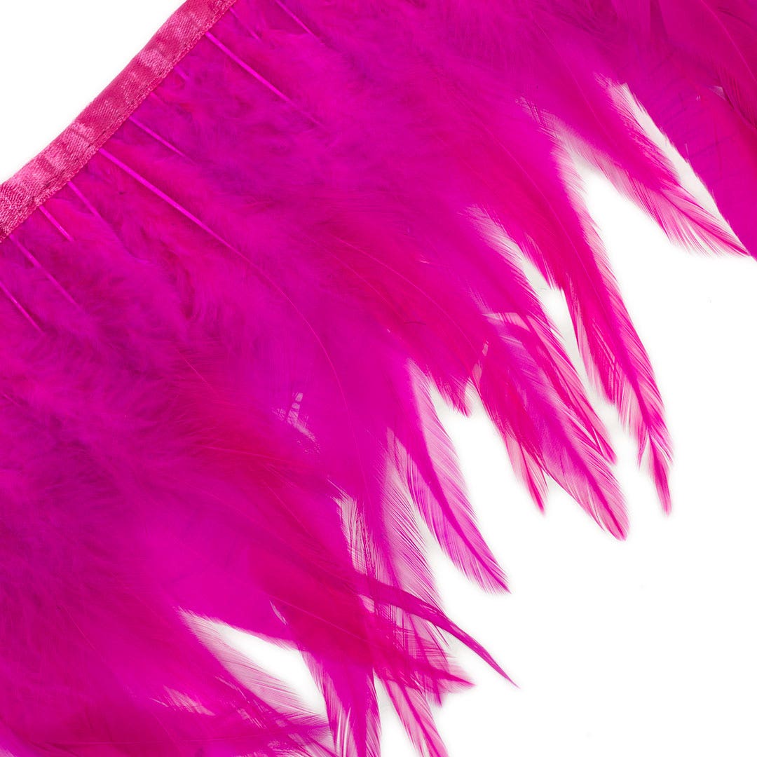 Rooster Saddle Fringe on Bias 6-8" x 1 YD-Shocking Pink