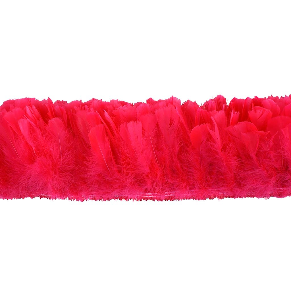 Parried Turkey Ruff Feathers -  1/2YD - Shocking Pink