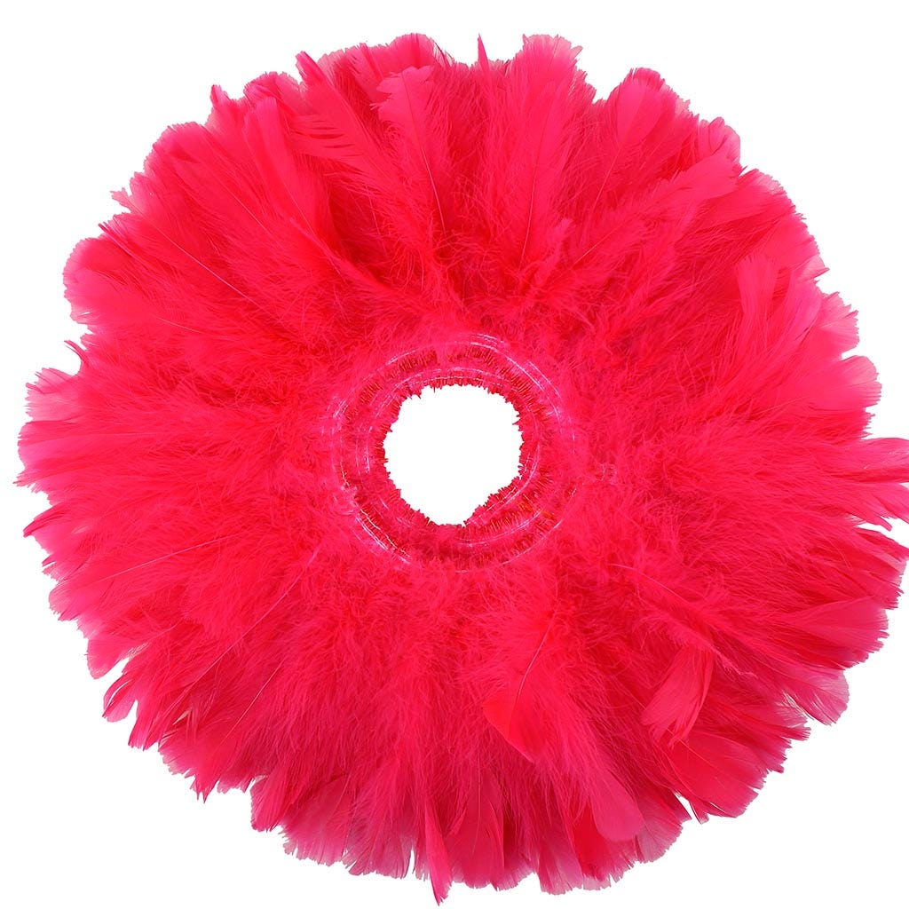 Parried Turkey Ruff Feathers -  1/2YD - Shocking Pink