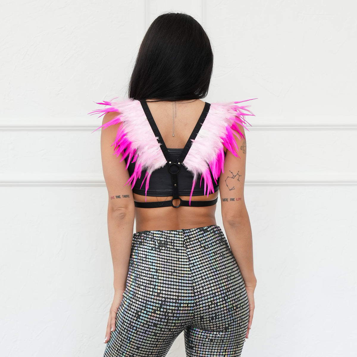 Dakota Feathers Up Harness - Striped Candy Pink/Shocking Pink