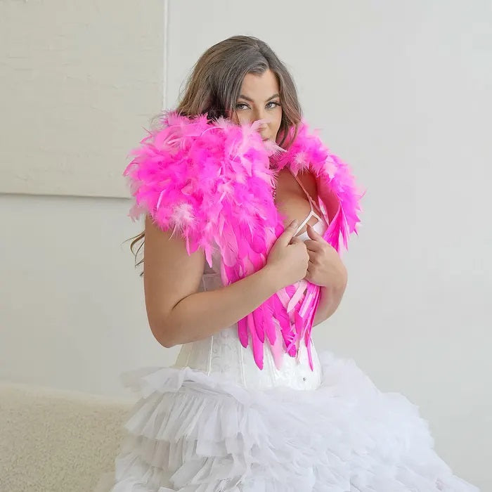Flamingo Pink Feather Shrug