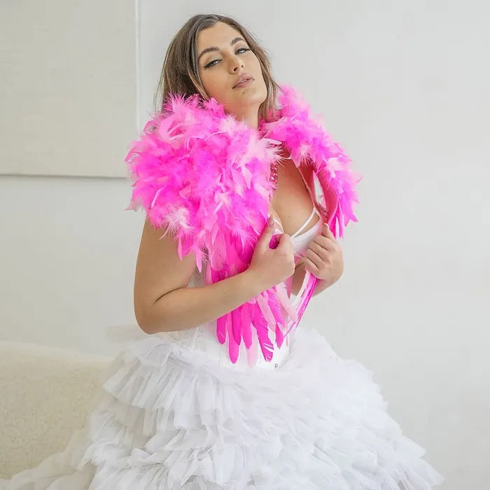 Flamingo Pink Feather Shrug