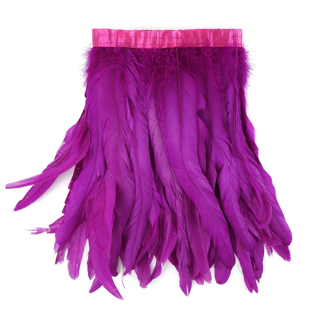 Bleach Dyed Coque Tail Fringe - 10-12" - Very Berry
