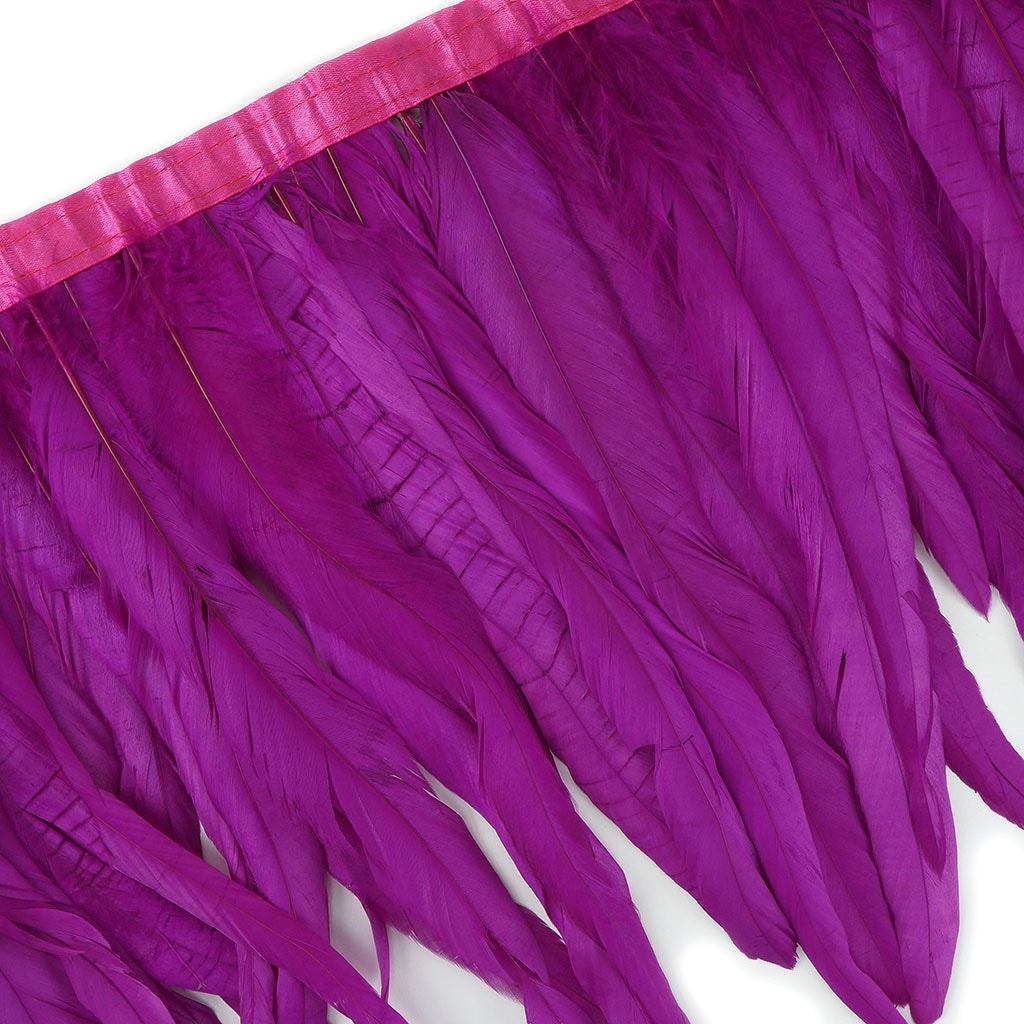 Bleach Dyed Coque Tail Fringe - 10-12" - Very Berry