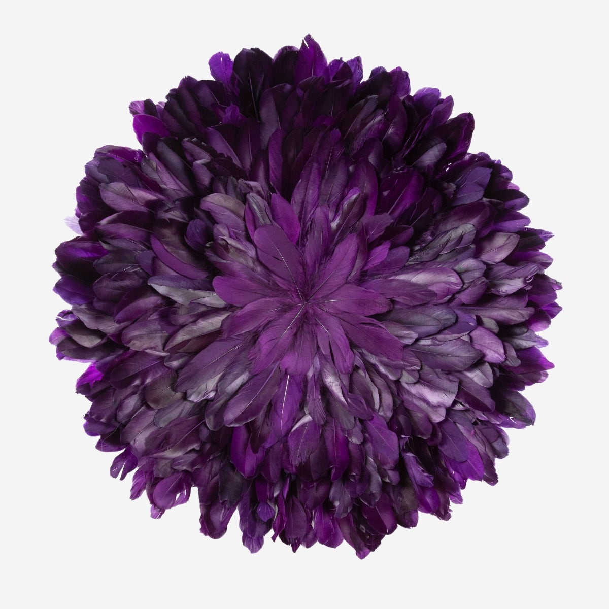 Unique Decorative Feather Wall Art Inspired by African JuJu Hats - Purple