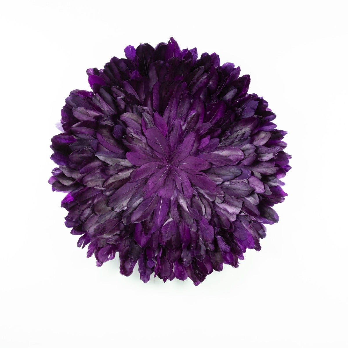 Unique Decorative Feather Wall Art Inspired by African JuJu Hats - Purple