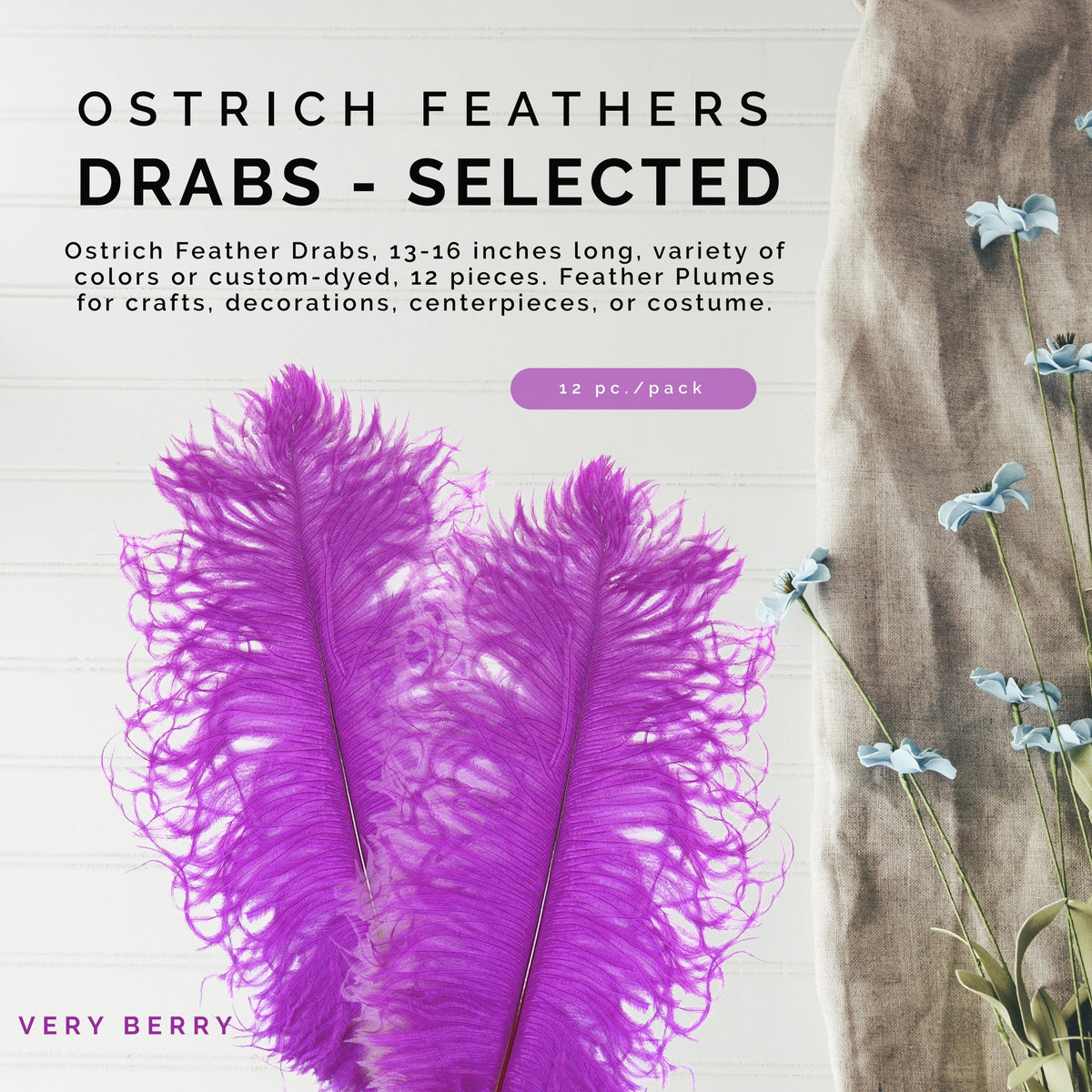 Ostrich Feathers 13-16" Drabs - Very Berry