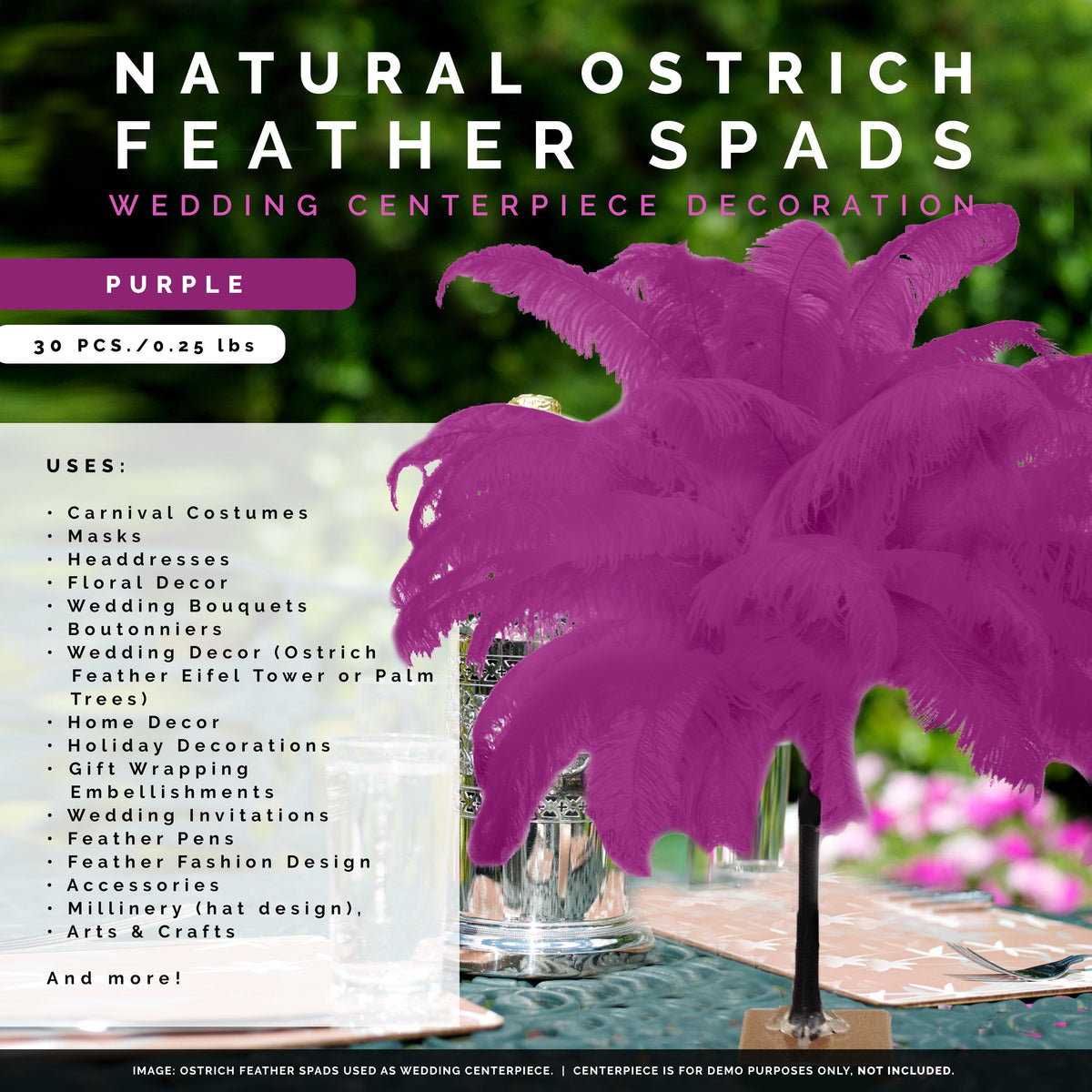 Large Ostrich Feathers - 18-24" Spads - Purple