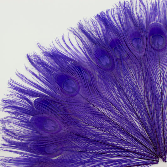 Peacock Feathers | 8-15" Tail Eyes | Fluorescent Lilac | 25pc