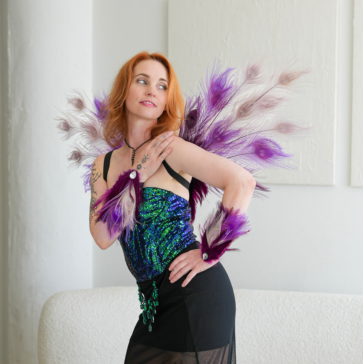 Moonbeam Peacock Fairy Wings & Cuffs