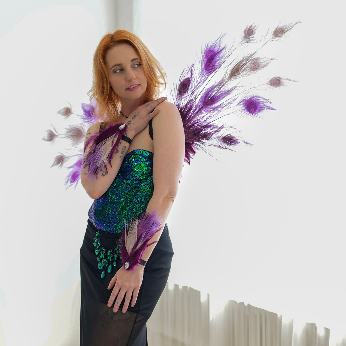 Moonbeam Peacock Fairy Wings & Cuffs