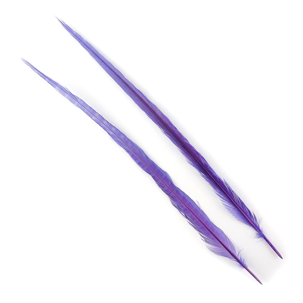 Ringneck Pheasant Tails Bleached & Dyed Fl Lilac