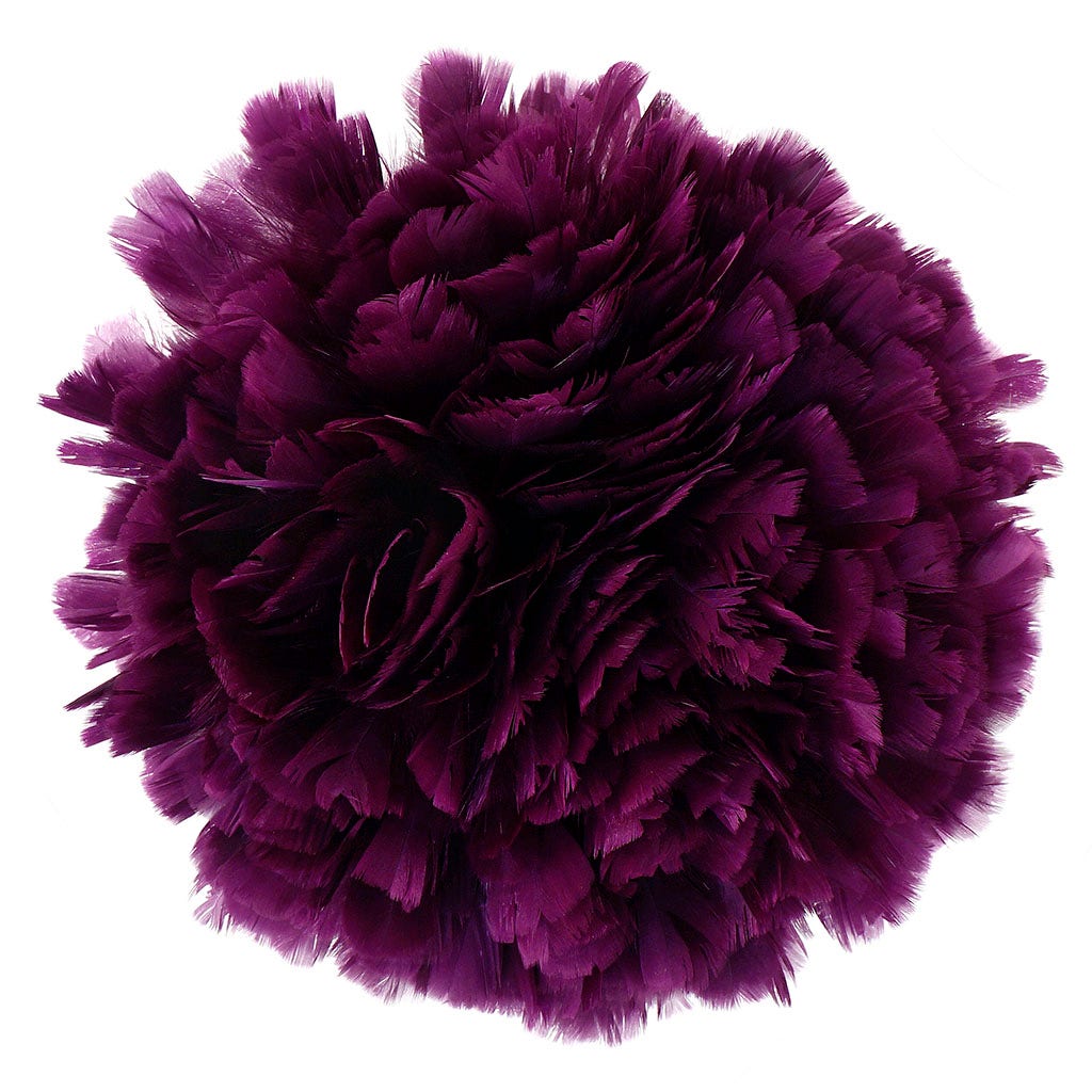Parried Turkey Ruff Feathers -  1/2YD - Purple