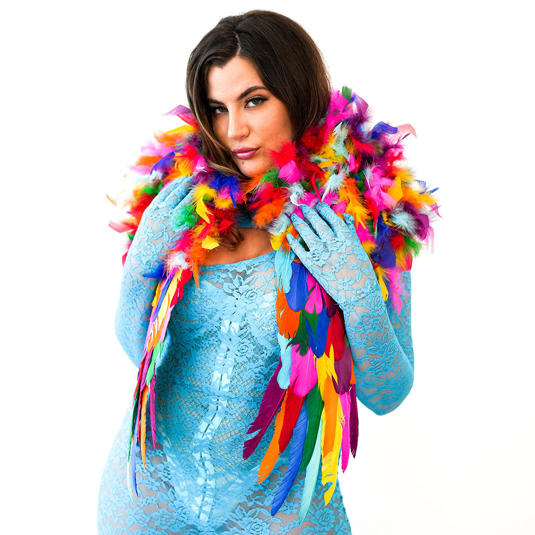 Bright Rainbow Feather Shrug