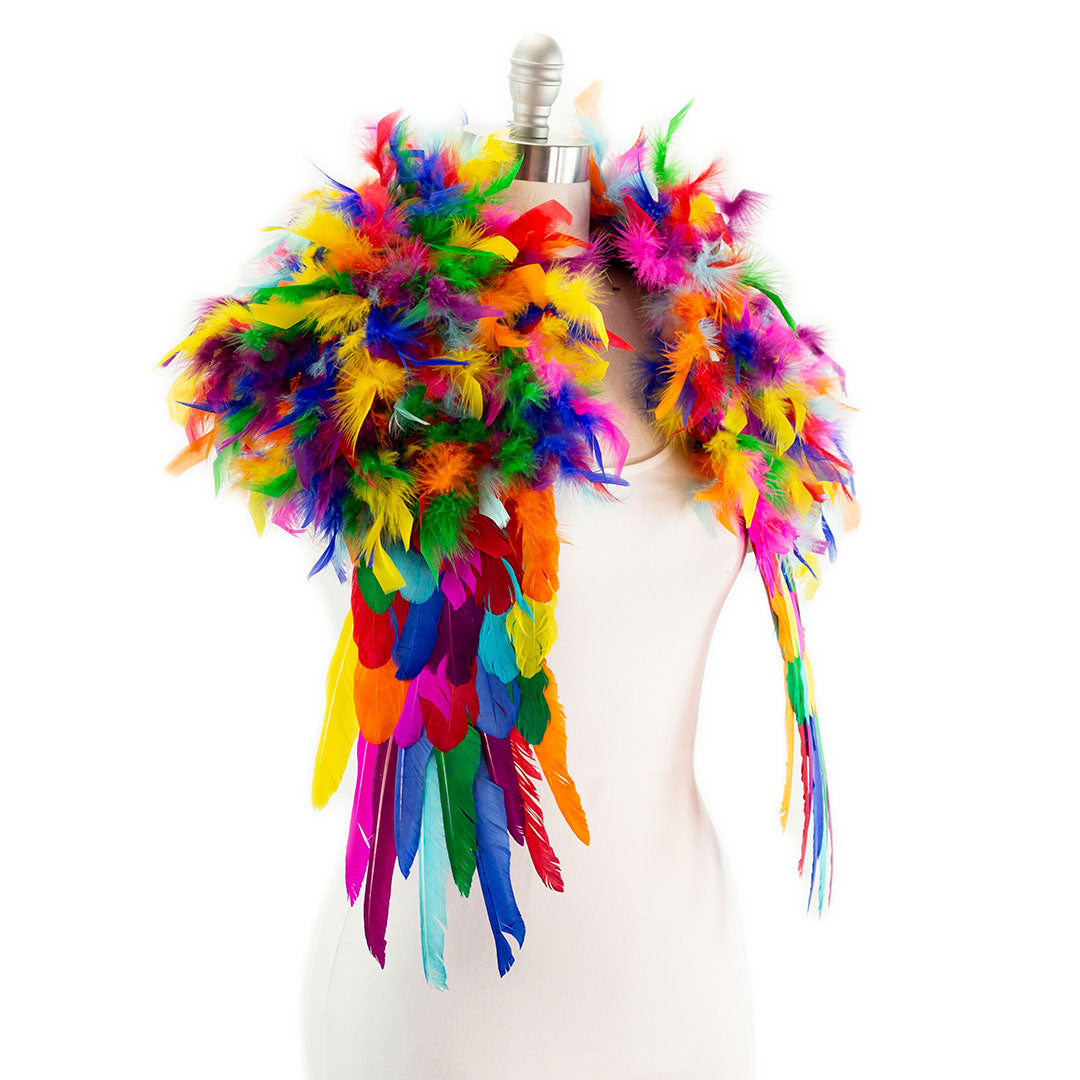 Bright Rainbow Feather Shrug