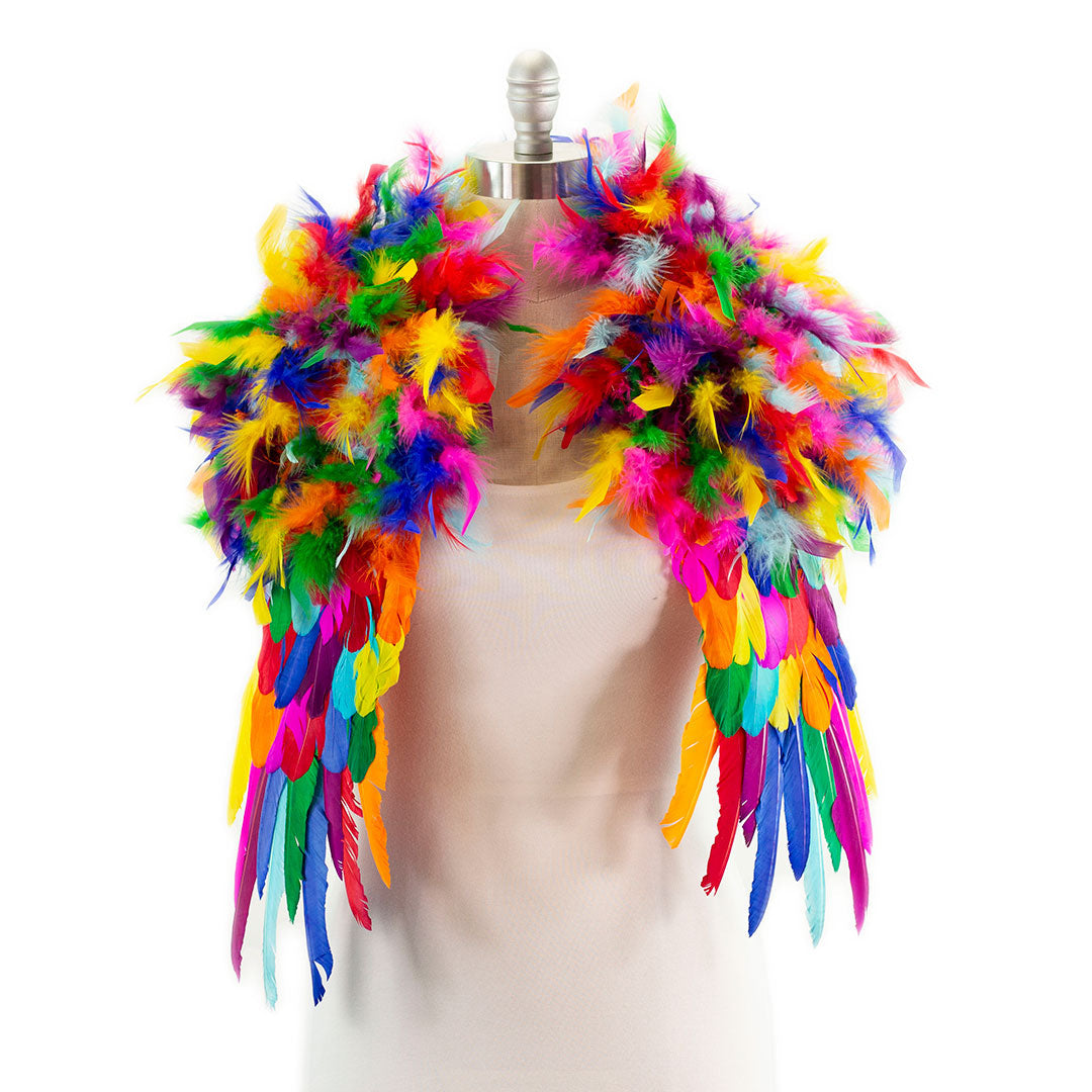 Bright Rainbow Feather Shrug