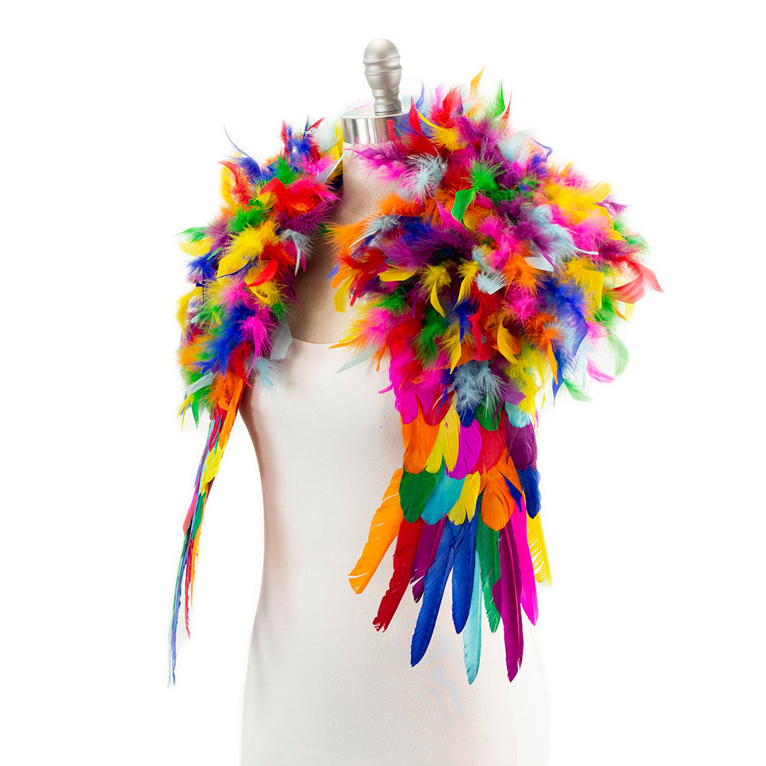 Bright Rainbow Feather Shrug