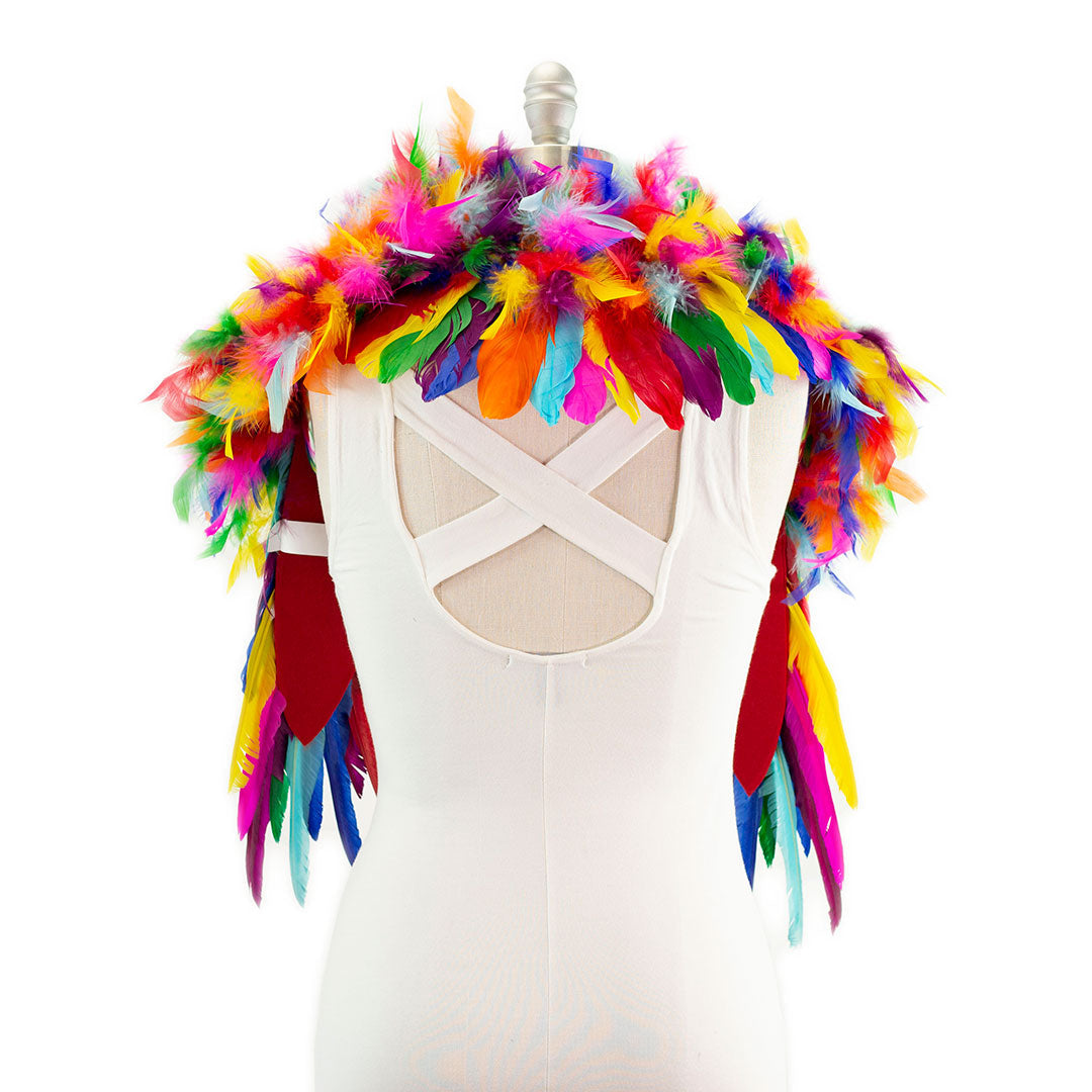 Bright Rainbow Feather Shrug
