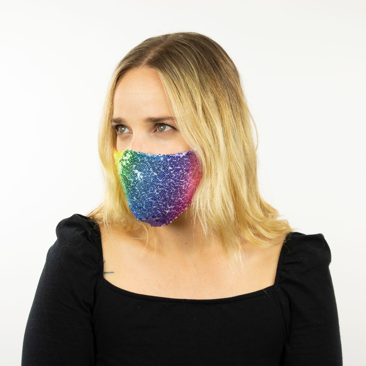 Rainbow Sequin Reusable Face Mask