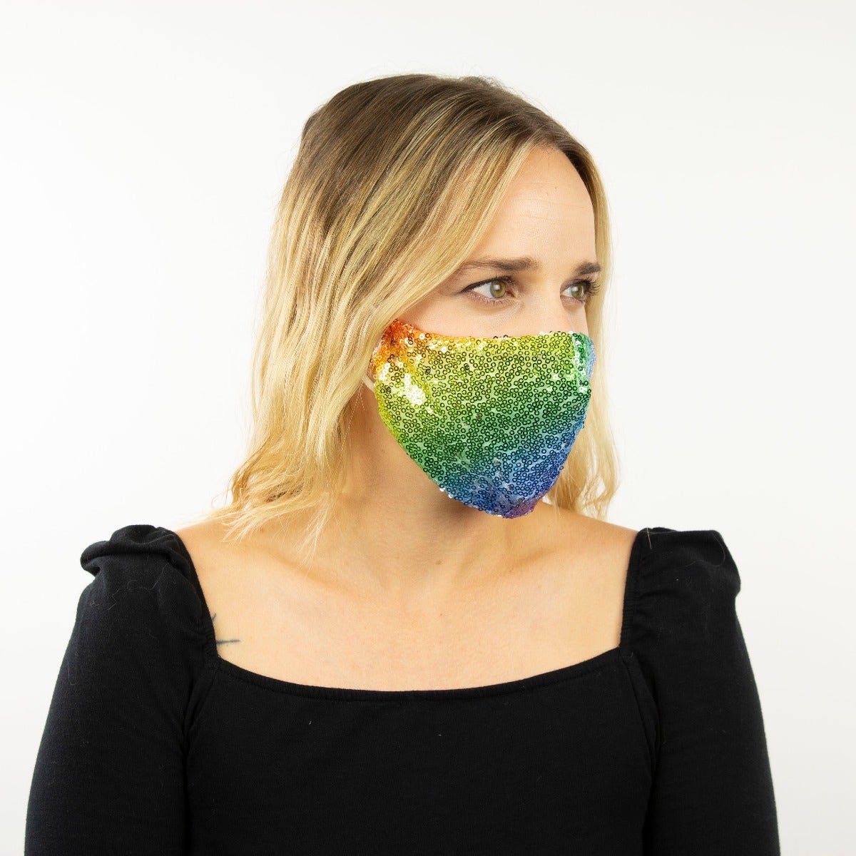 Rainbow Sequin Reusable Face Mask