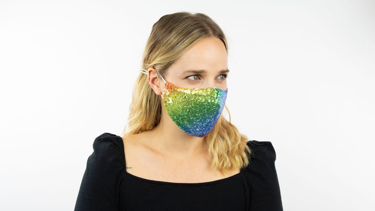 Rainbow Sequin Reusable Face Mask