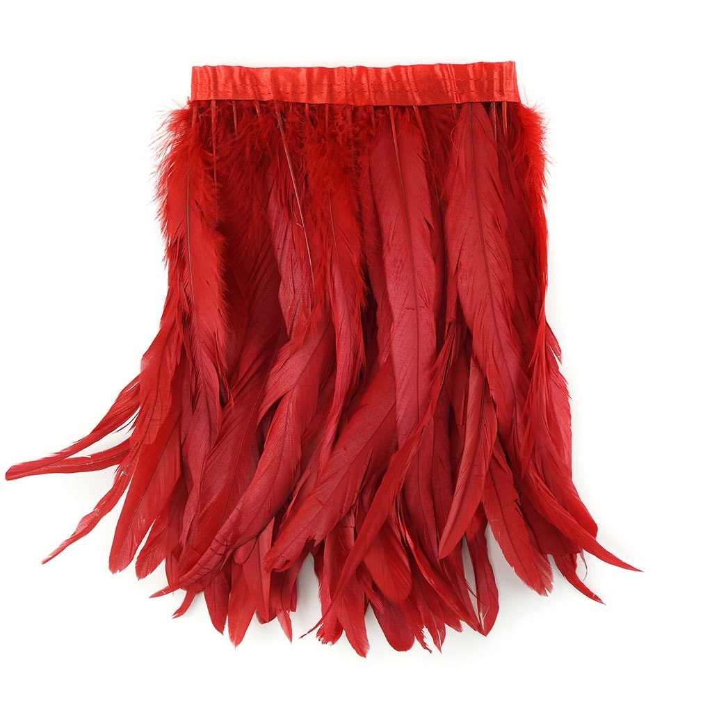 Bleach Dyed Coque Tail Fringe - 10-12" - Red