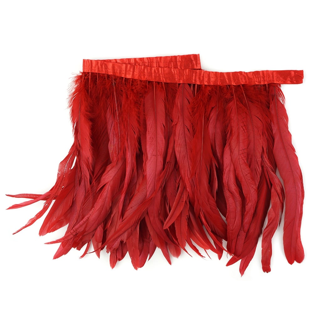 Bleach Dyed Coque Tail Fringe - 10-12" - Red