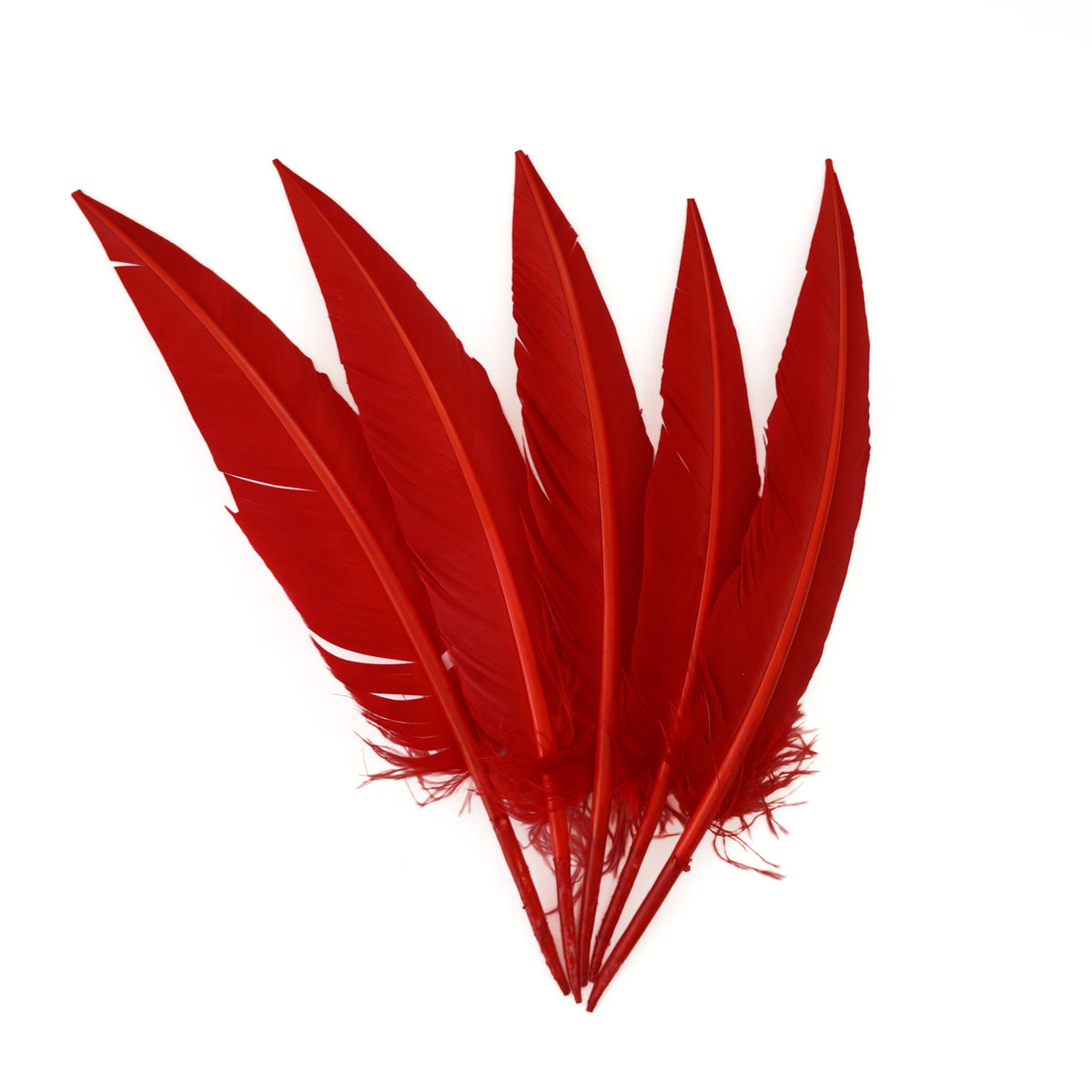Red Dagger Turkey Quill Feathers 9-12"