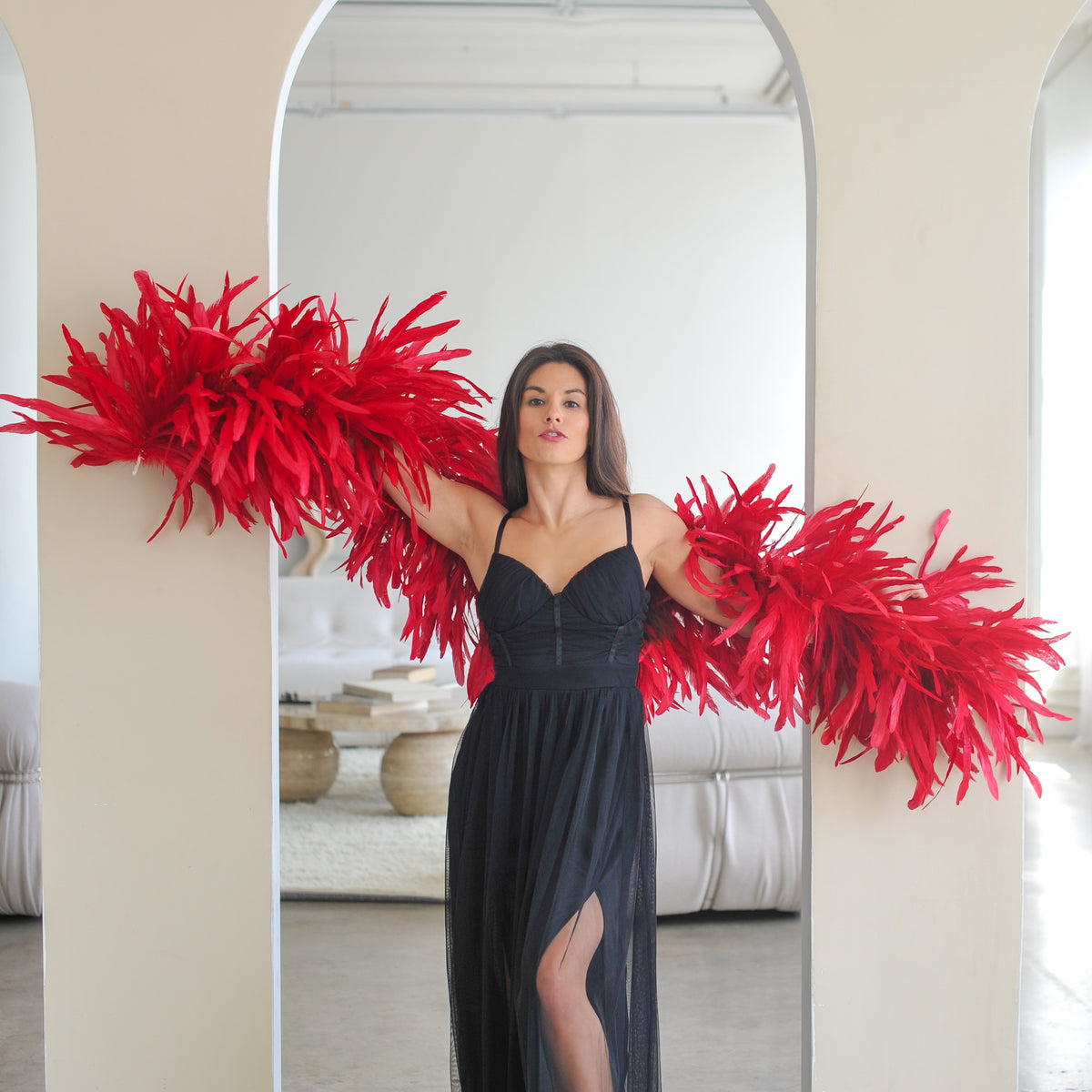 Deluxe Rooster Coque Feather Boa - Red