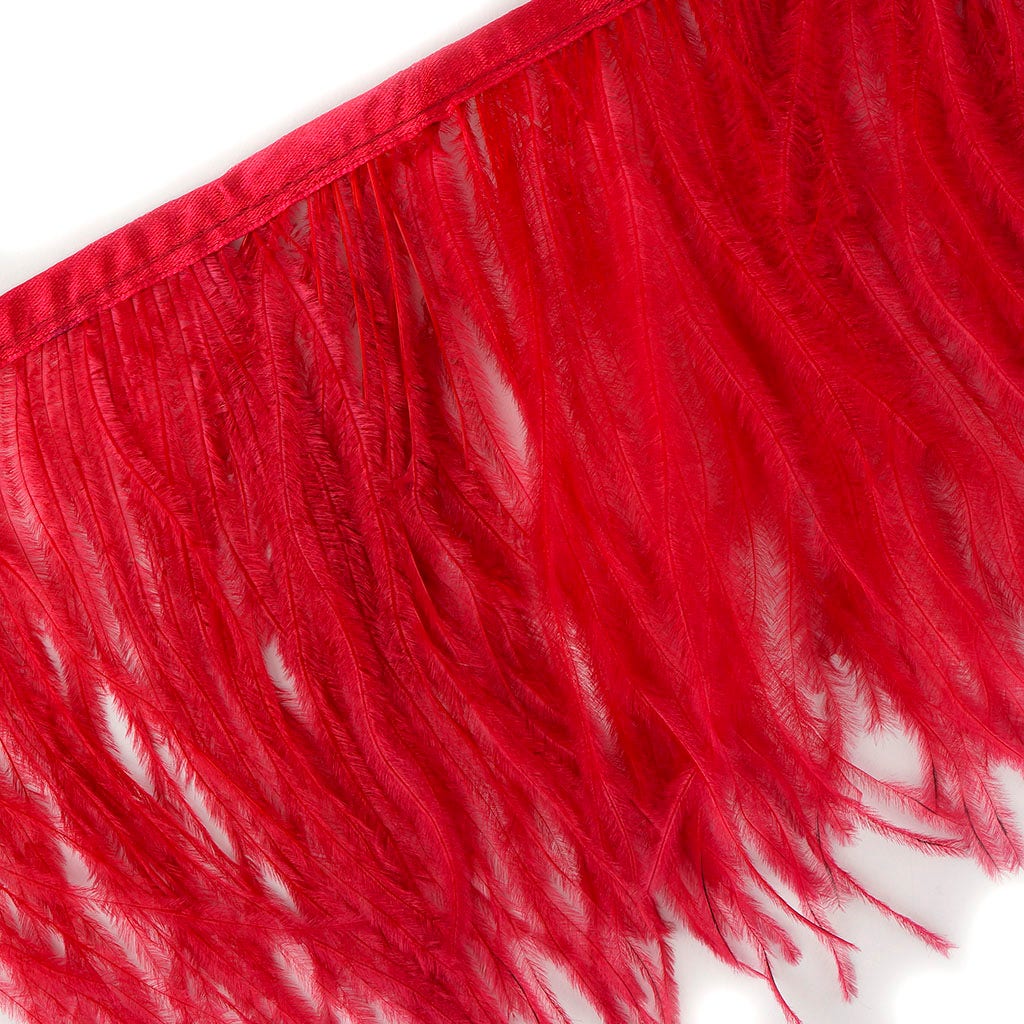 One-Ply Ostrich Feather Fringe - 1 Yard - Tango Red