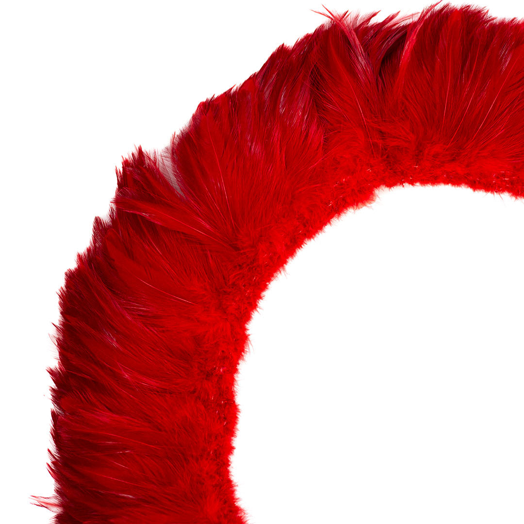 Bulk Rooster Hackle Feathers - White Dyed Red