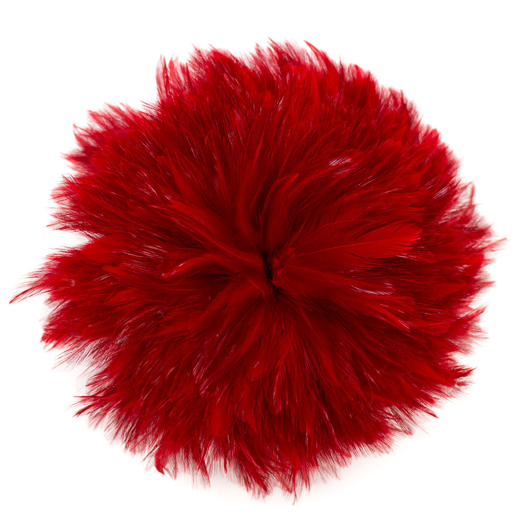 Bulk Rooster Hackle Feathers - White Dyed Red
