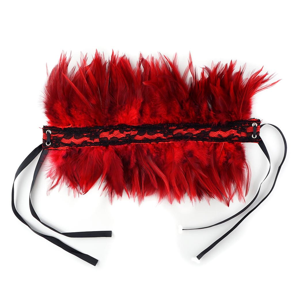 Red Feather Choker with Lace