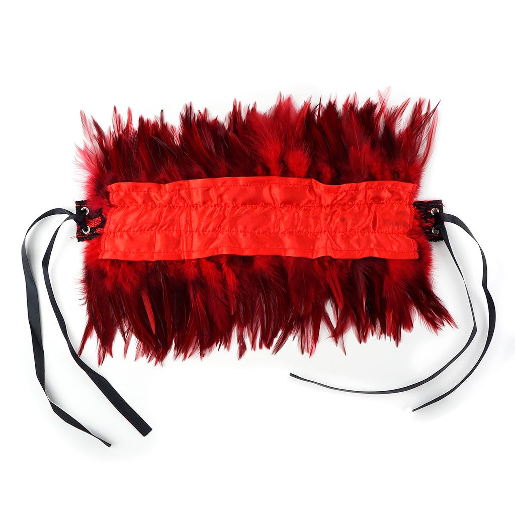 Red Feather Choker with Lace