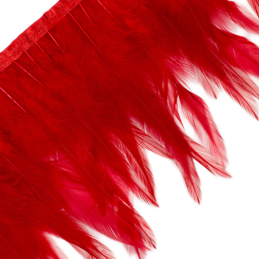 Rooster Saddle Fringe on Bias 6-8" x 1 YD-Red
