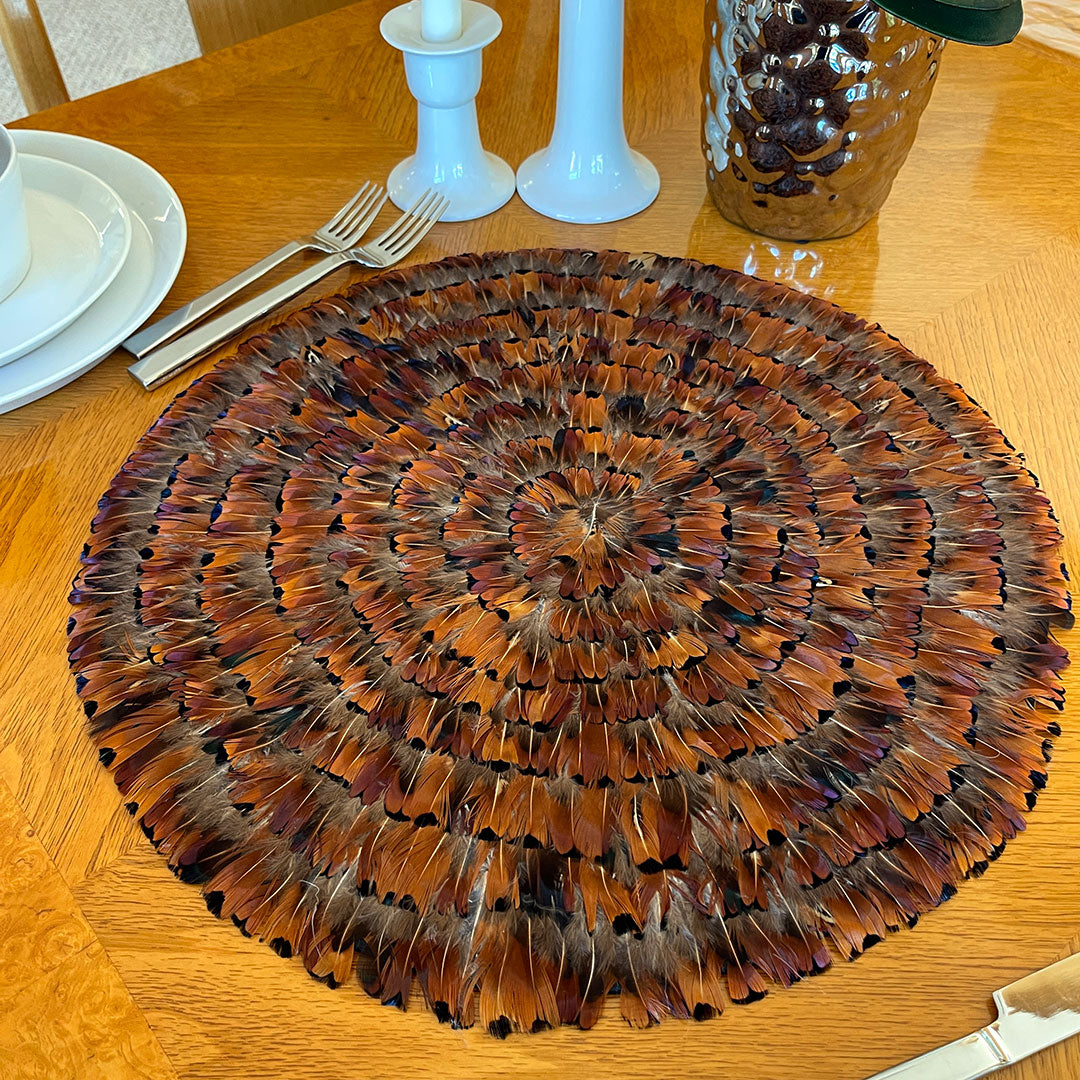 Dark Heart Pheasant Feather Placemat