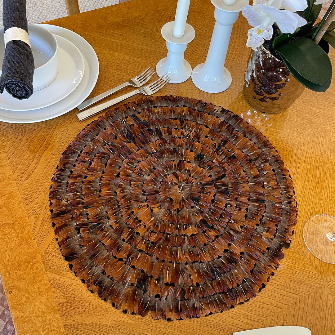 Dark Heart Pheasant Feather Placemat