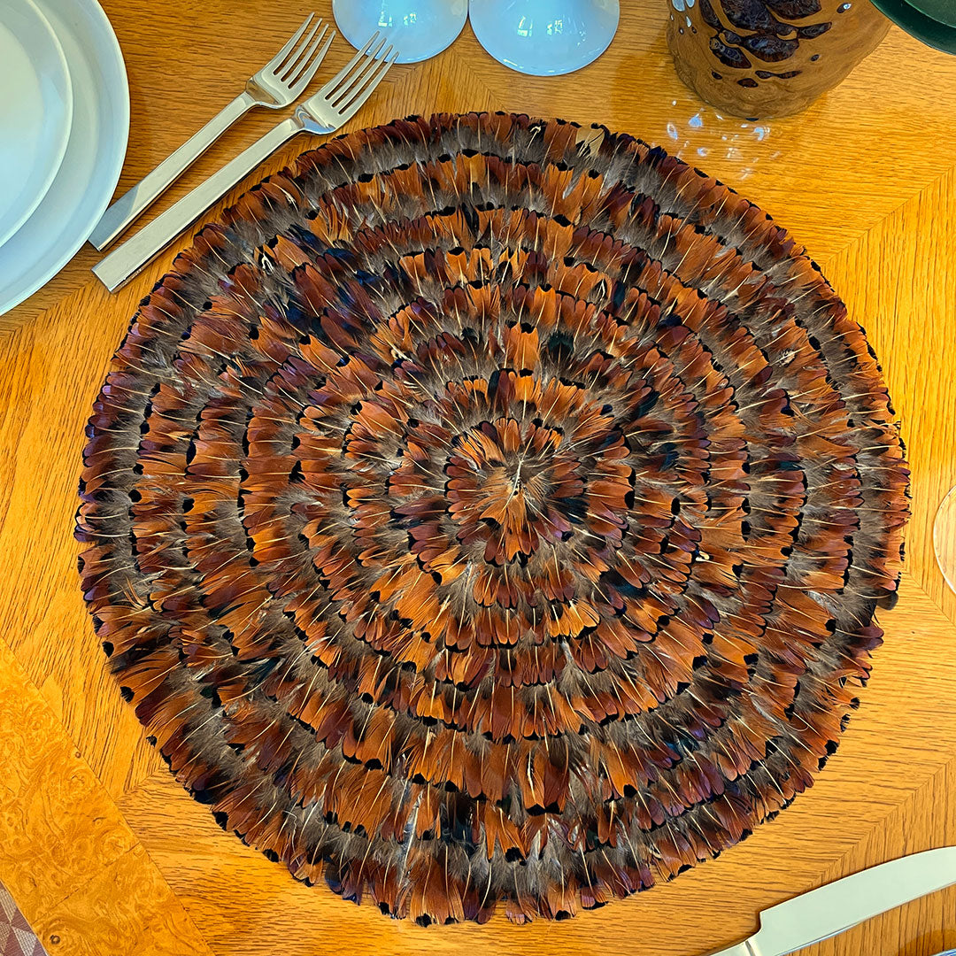 Dark Heart Pheasant Feather Placemat